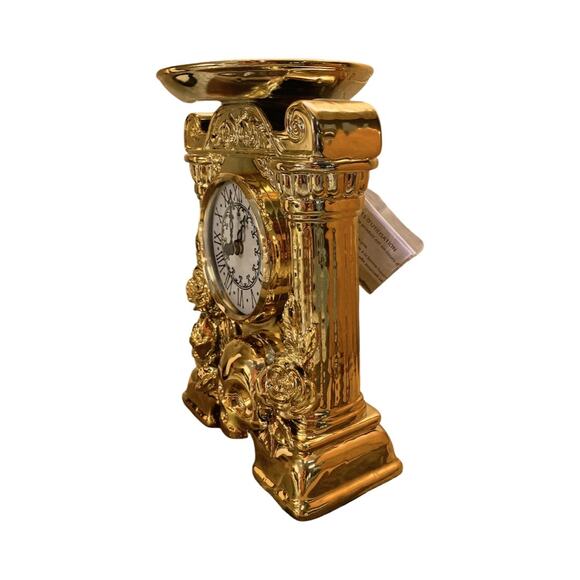 NEW Bath & Body Works Gold Skull Clock Pedestal 3-Wick Candle Holder Decor - Picture 6 of 10